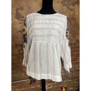 Ivy Jane Embroidered Boho Chic Ballon Sleeve Tunic NWT  81